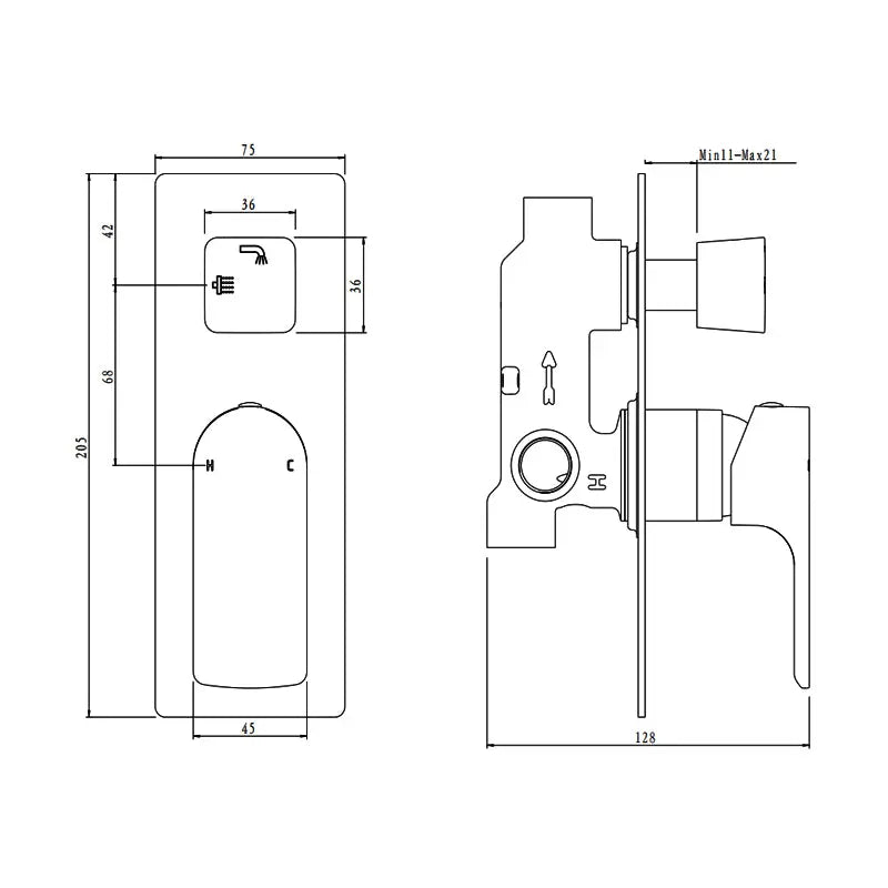VOG - Brushed Nickel Diverter Mixer Aquaperla
