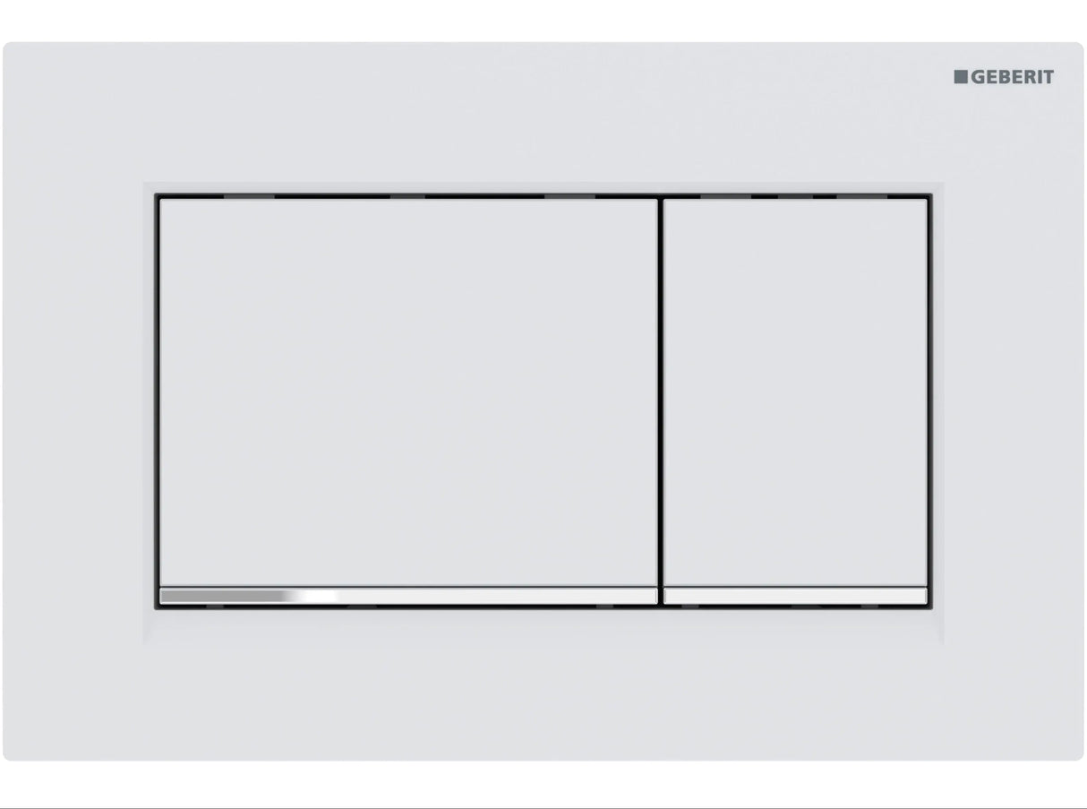 Geberit Sigma30 Flush Plate - Matt White Finish, Chrome Trim mercioaustralia