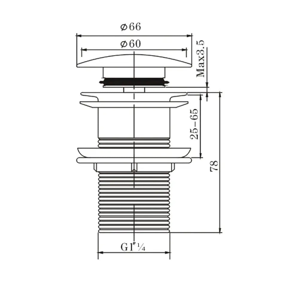32mm Brushed Nickel Pop Up Waste Non Overflow Aquaperla