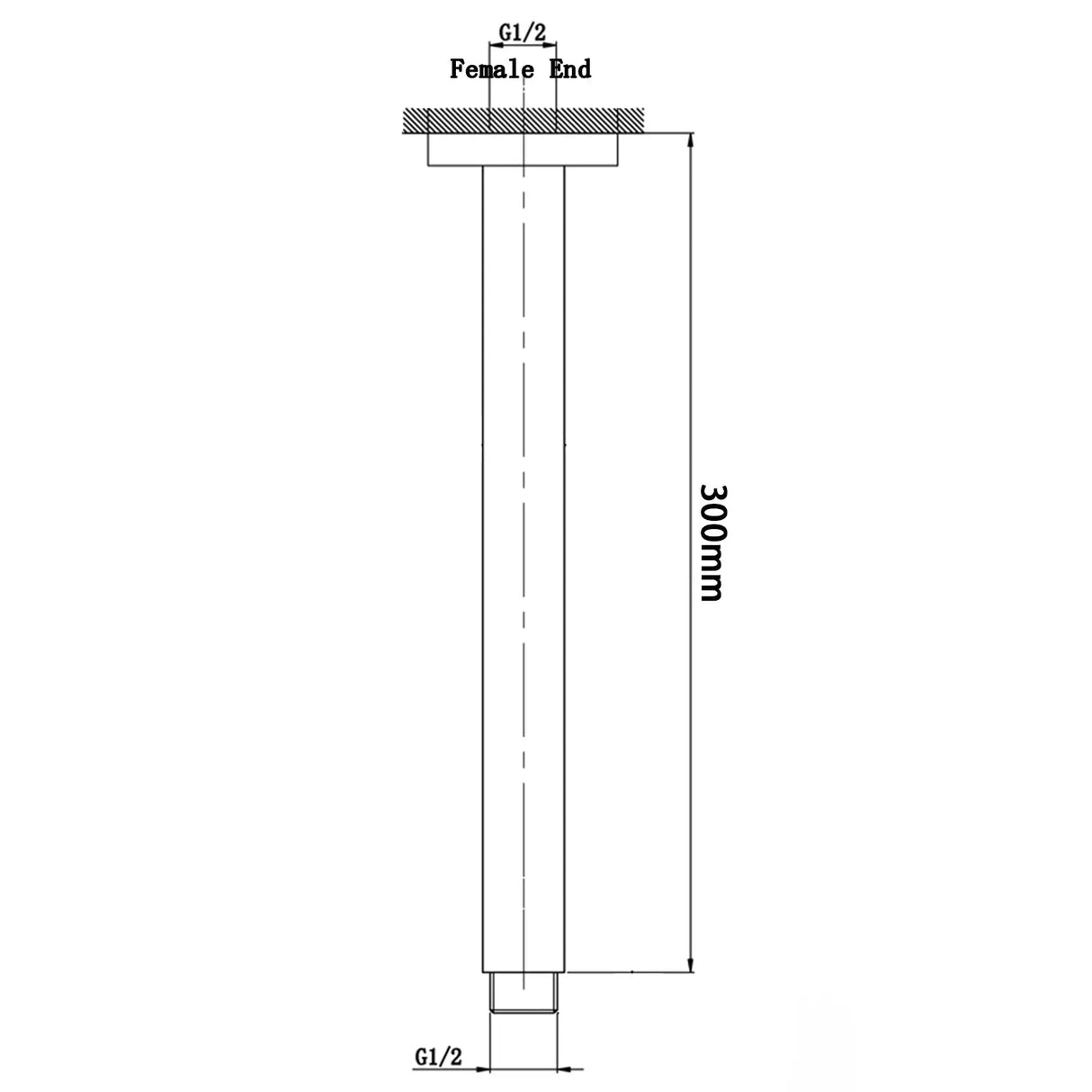 300mm Chrome Ceiling Shower Arm Aquaperla