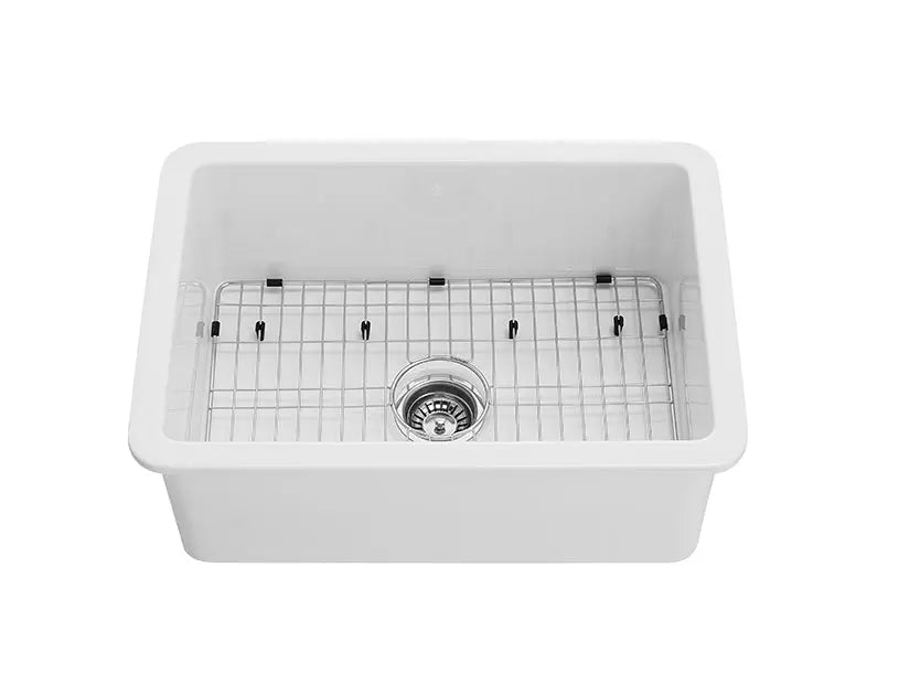 Gloss White Camden Fireclay Kitchen Sink Single Bowl 810*480*254mm Poseidonbk