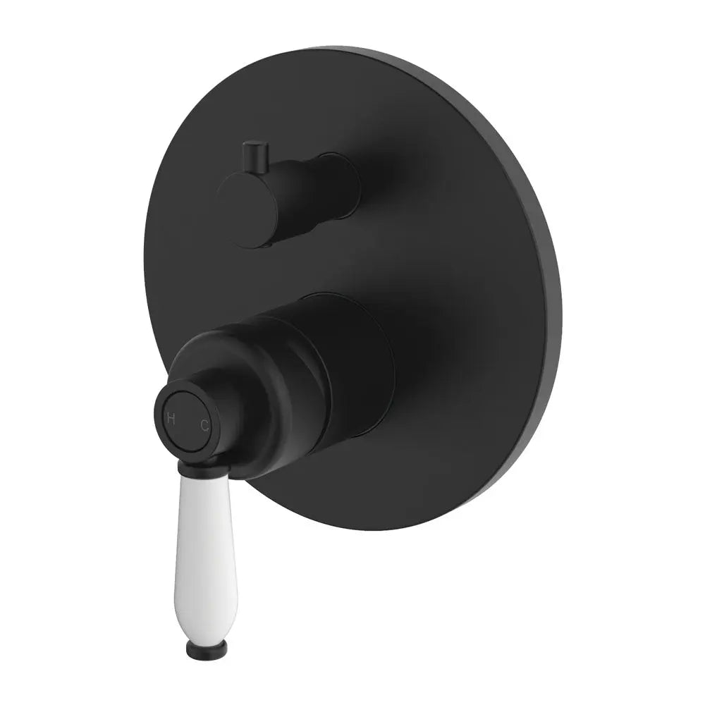 Eleanor Wall Diverter Mixer, Matte Black / Ceramic fienza
