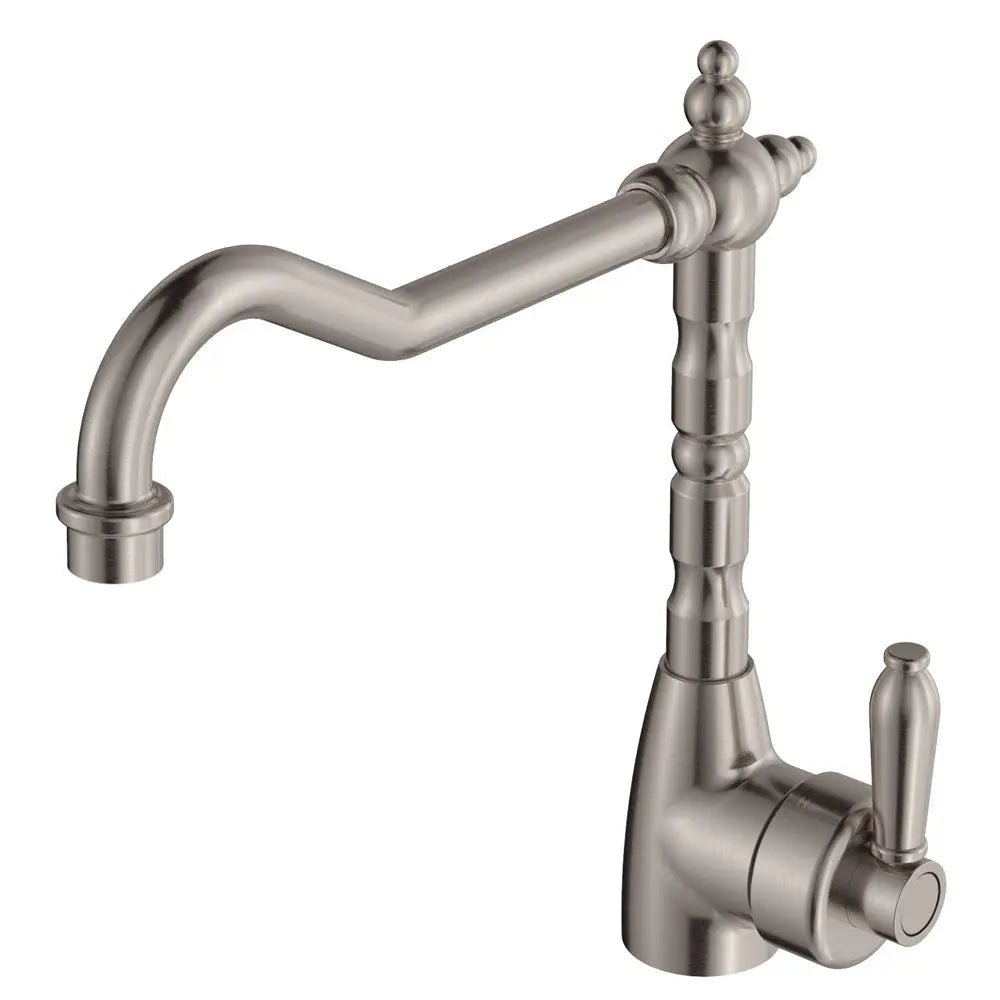 Eleanor Shepherds Crook Kitchen Sink Mixer Brushed Nickel fienza