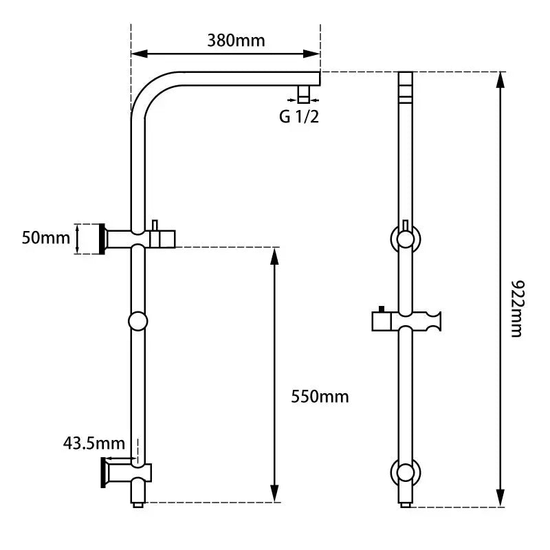 Chrome Shower Rail Aquaperla