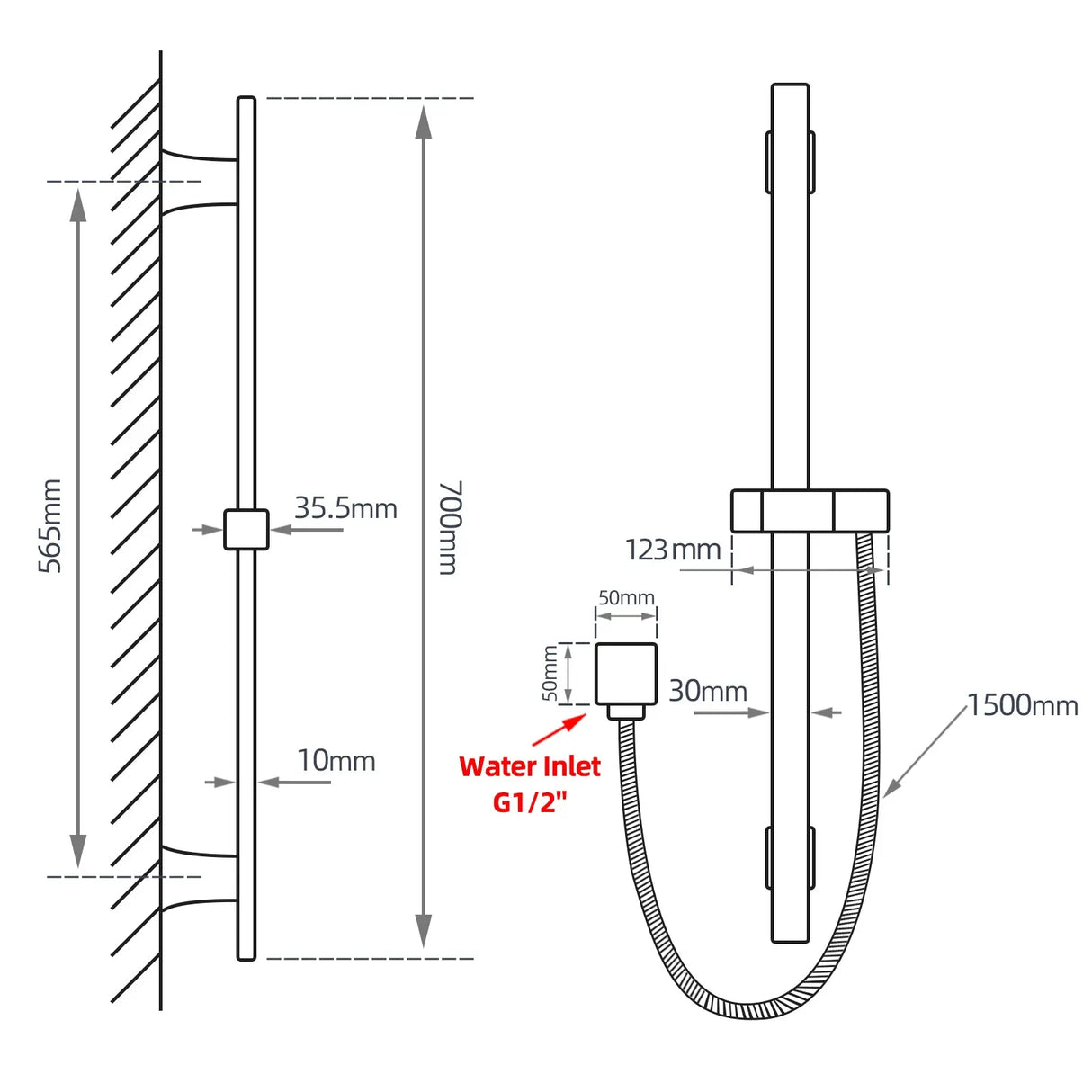 Black Shower Rail Aquaperla