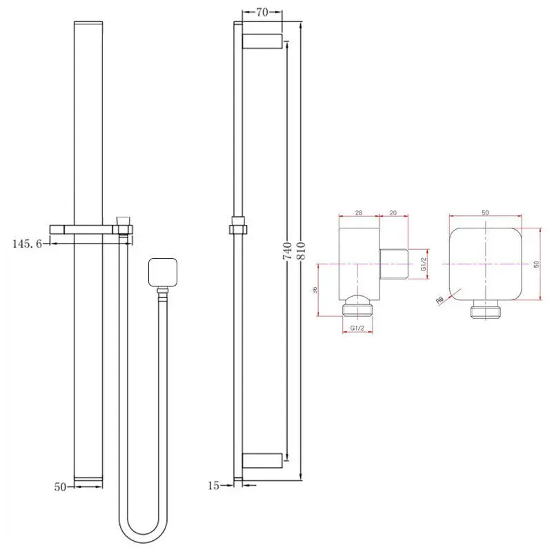 Brushed Nickel Shower Rail Aquaperla