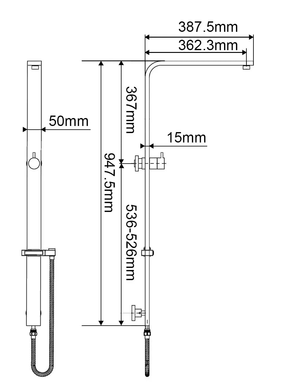 Black Shower Rail Aquaperla