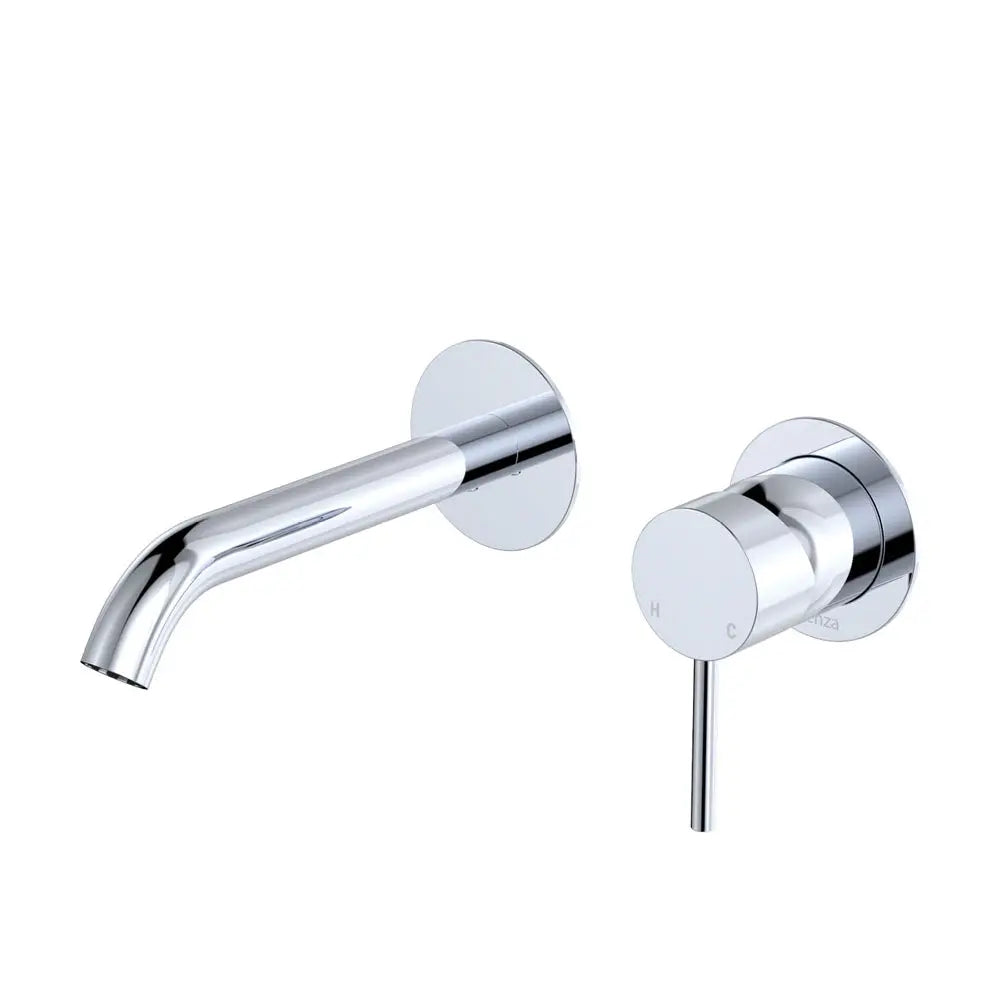 Kaya Basin/Bath Wall Mixer Set, Round Plates, 160mm Outlet, Chrome fienza