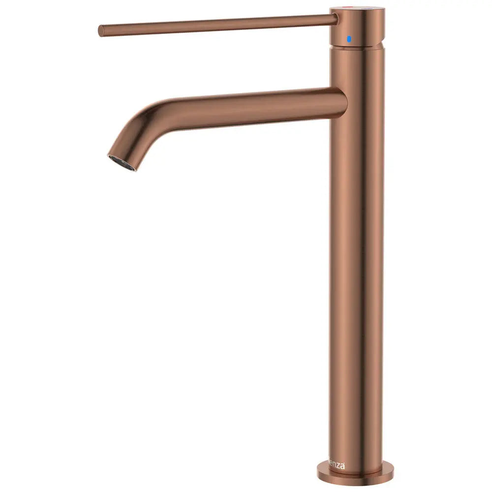 Kaya Care Tall Basin Mixer, Brushed Copper fienza