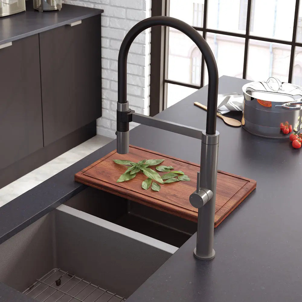 Kaya Pull Down Sink Mixer, Gun Metal fienza