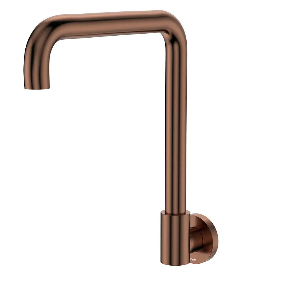 Kaya Squareline Wall Swivel Outlet Set, Brushed Copper fienza