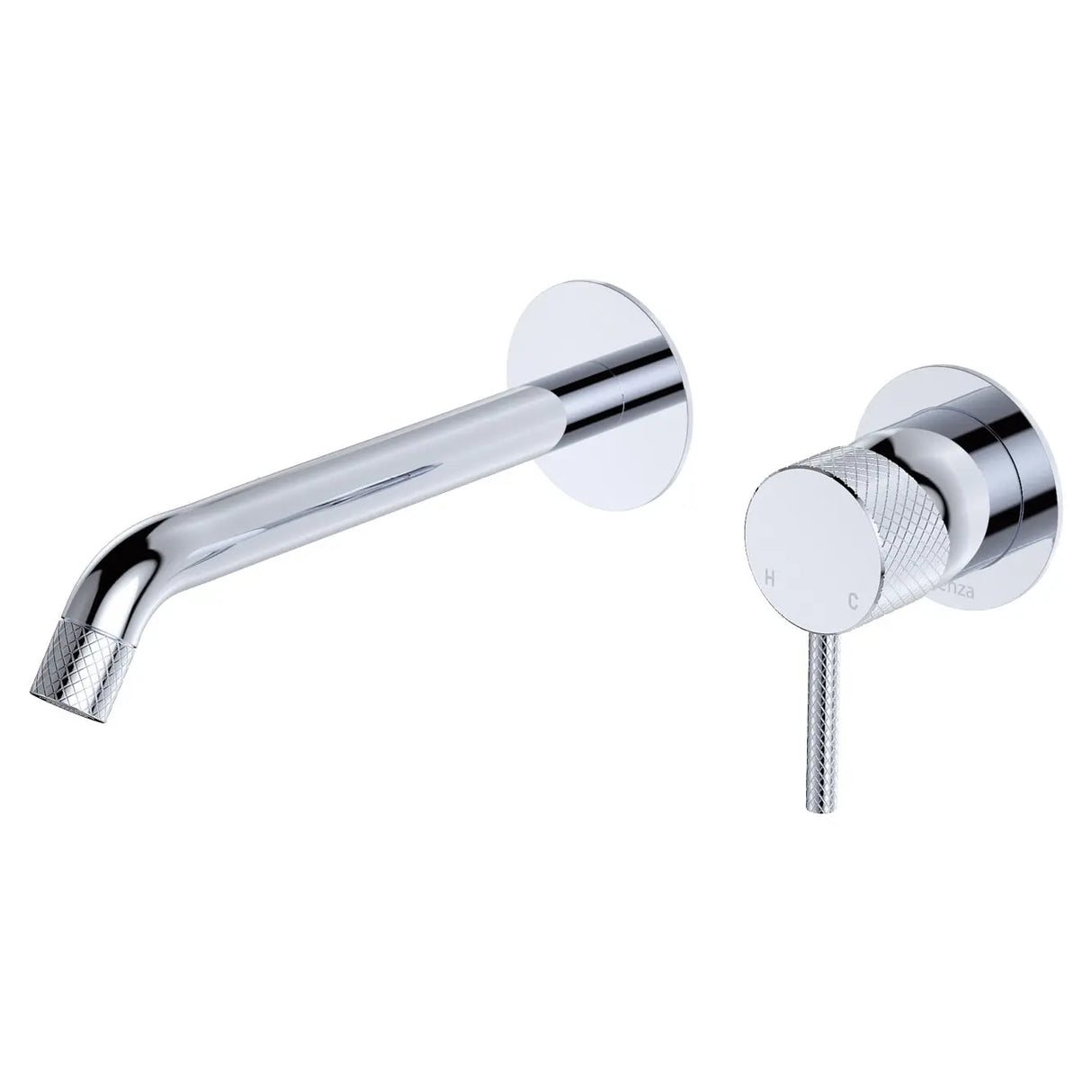 Axle Wall Basin/Bath Mixer Set, Round Plates, 200mm Outlet, Chrome fienza