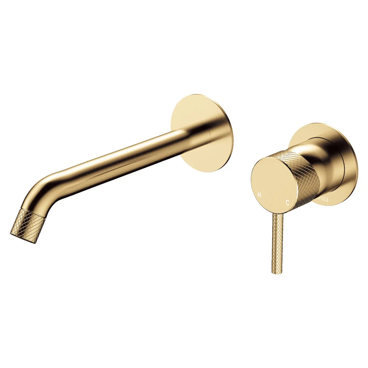 Axle Wall Basin/Bath Mixer Set, Round Plates, 200mm Outlet, Urban Brass fienza
