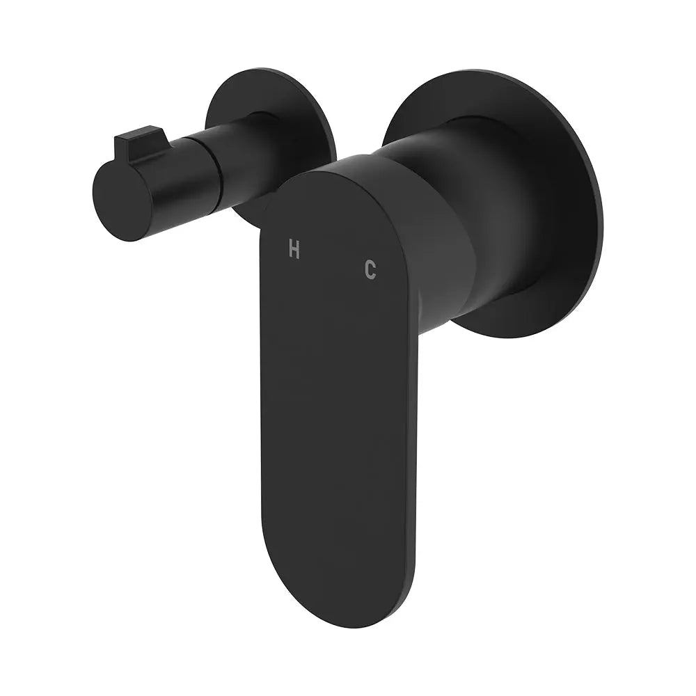 Empire Slim Wall Diverter Mixer, Small Round Plates, Horizontal, Matte Black fienza