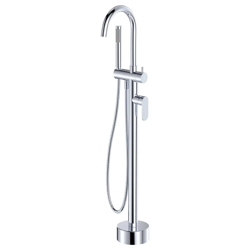 Empire Slim Floor Mounted Bath Mixer with Hand Shower, Chrome fienza