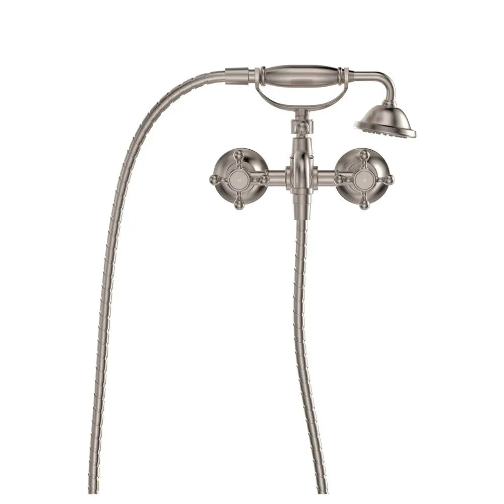Lillian Exposed Bath Tap Set with Hand Shower, Brushed Nickel fienza
