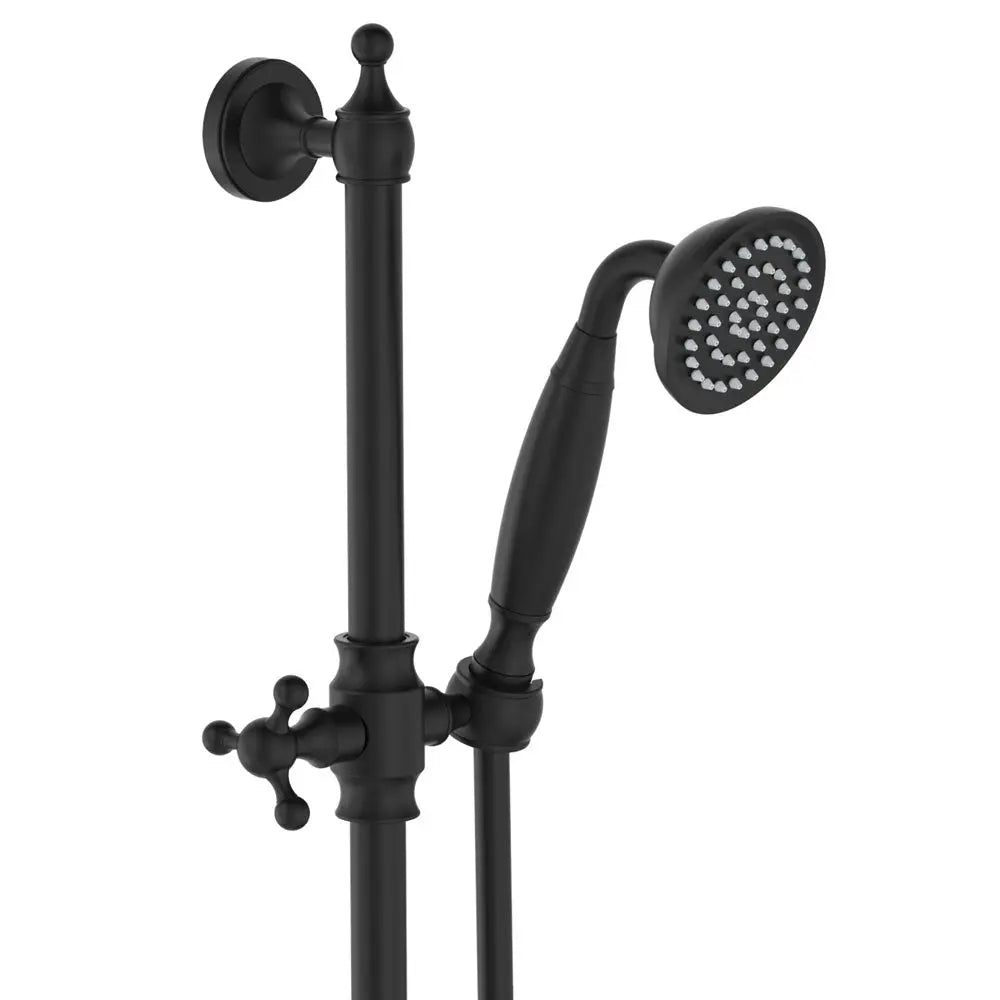 Lillian Lever Rail Shower Set, Matte Black with Ceramic White Handle fienza