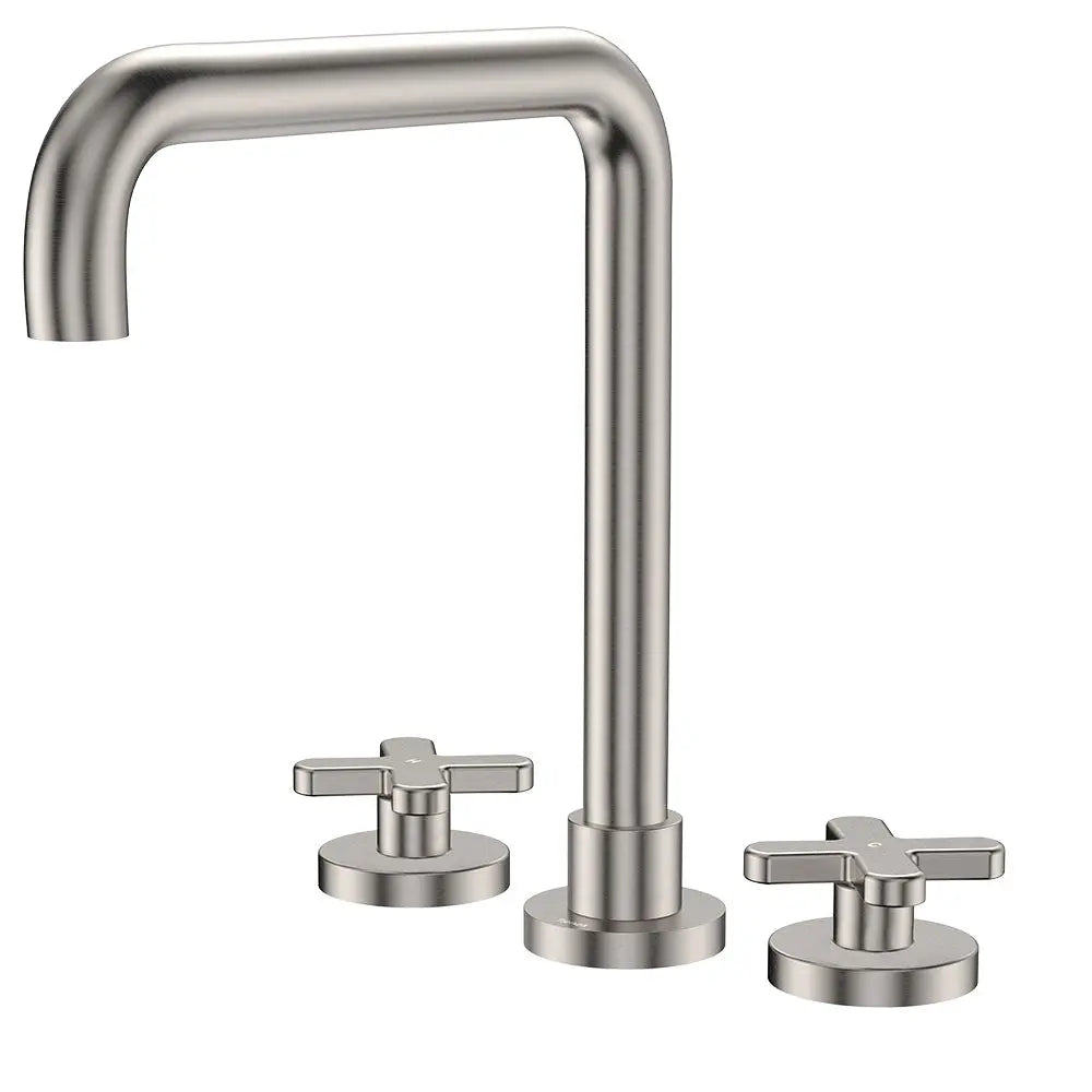 Kaya Squareline Hob Set, Cross Taps, Brushed Nickel fienza