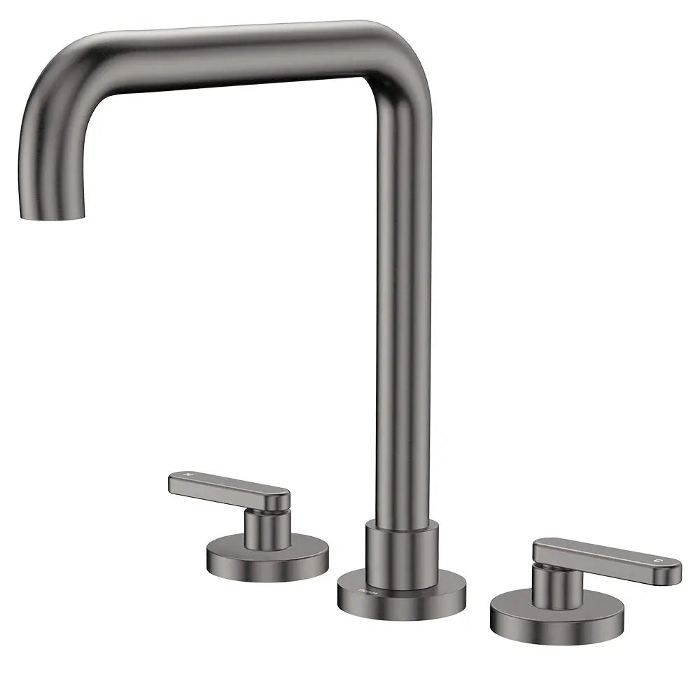 Kaya Squareline Hob Set, Lever Taps, Gun Metal fienza