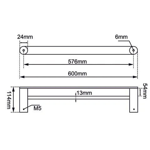 RUSHY - 600mm Brushed Brass Double Towel Rail Aquaperla