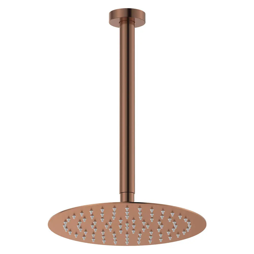 Kaya Ceiling Shower 250mm Head, 350mm Drop, Brushed Copper fienza