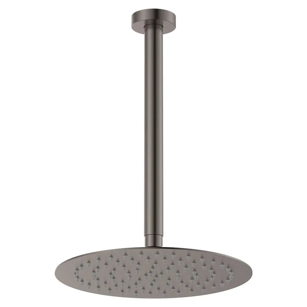 Kaya Ceiling Shower 250mm Head, 350mm Drop, Gun Metal fienza