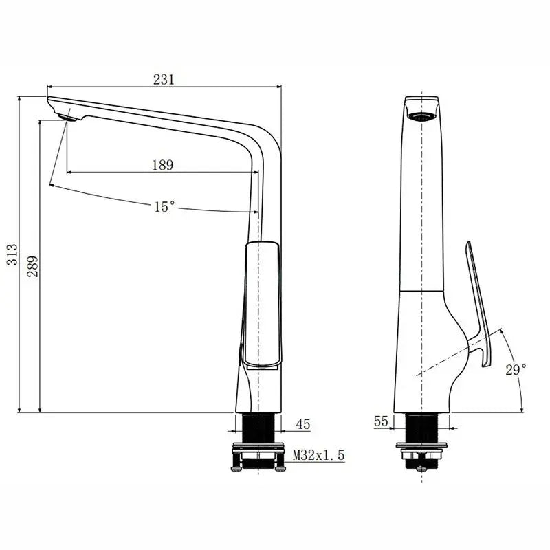 ESPERIA - Black & Chrome Kitchen Mixer Aquaperla