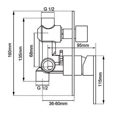 LUCID PIN - Brushed Brass Diverter Mixer Aquaperla