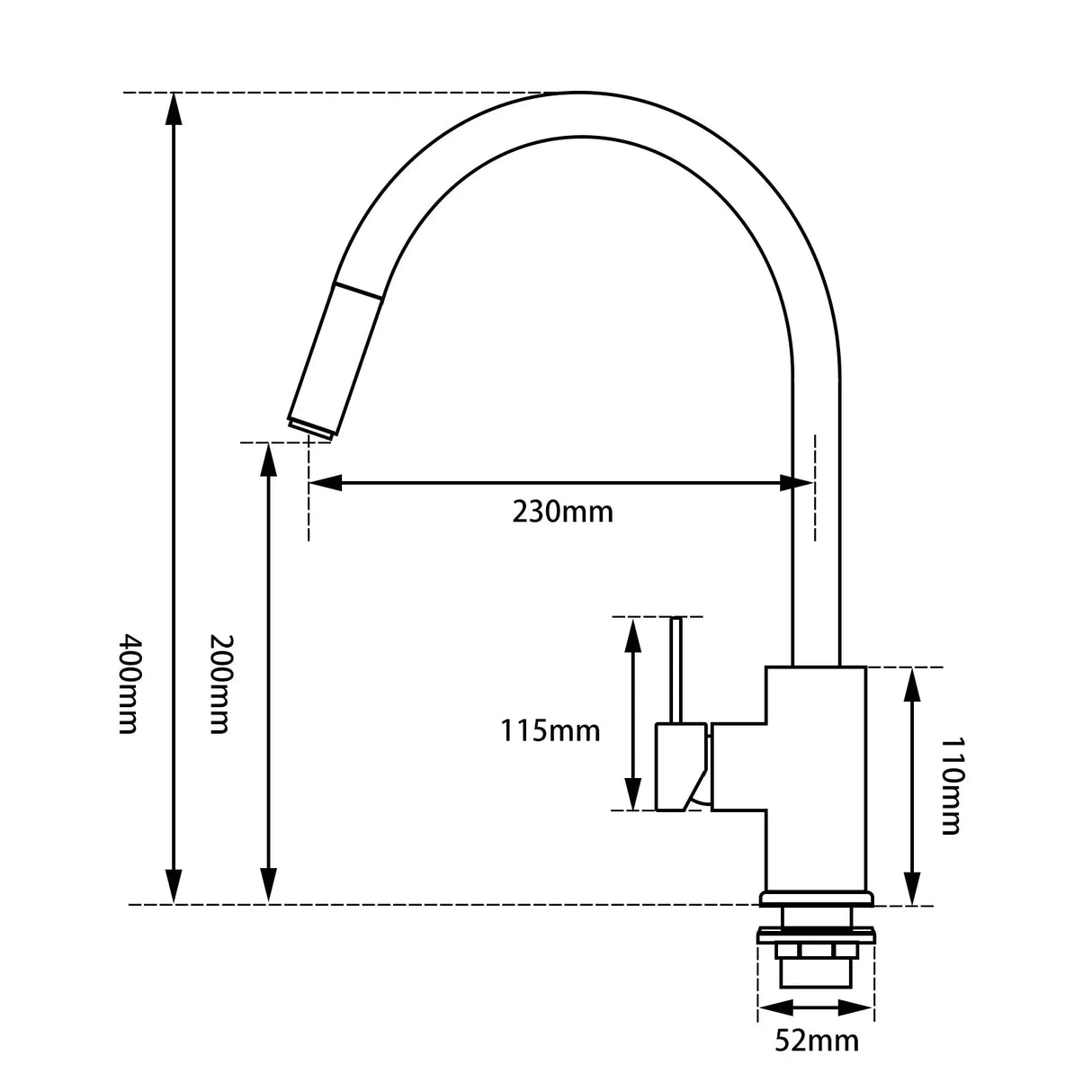 Black Pull Out Kitchen Mixer Aquaperla