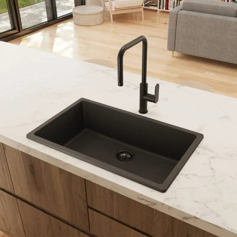 Kuro Granite 53L Single Bowl Kitchen Sink, Matte Black fienza
