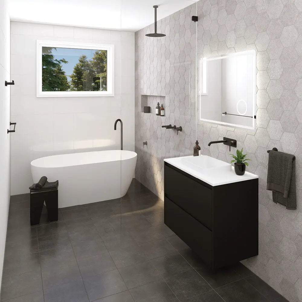 Kaya Single Towel Rail, 900mm, Matte Black fienza
