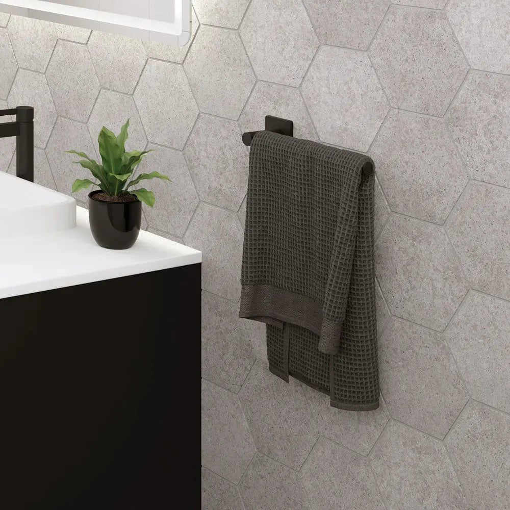 Sansa Hand Towel Rail / Toilet Roll Holder, Matte Black fienza
