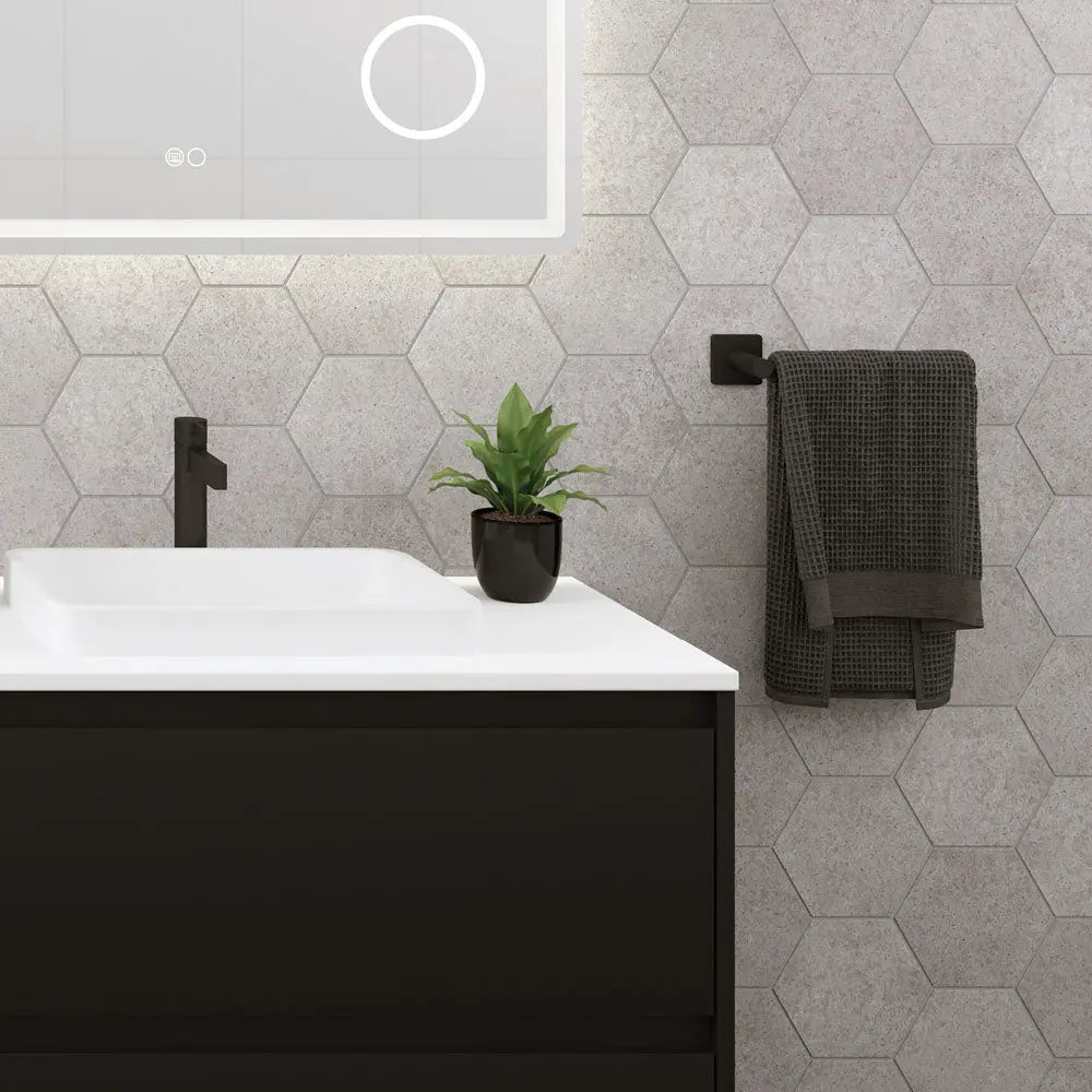 Sansa Hand Towel Rail / Toilet Roll Holder, Matte Black fienza