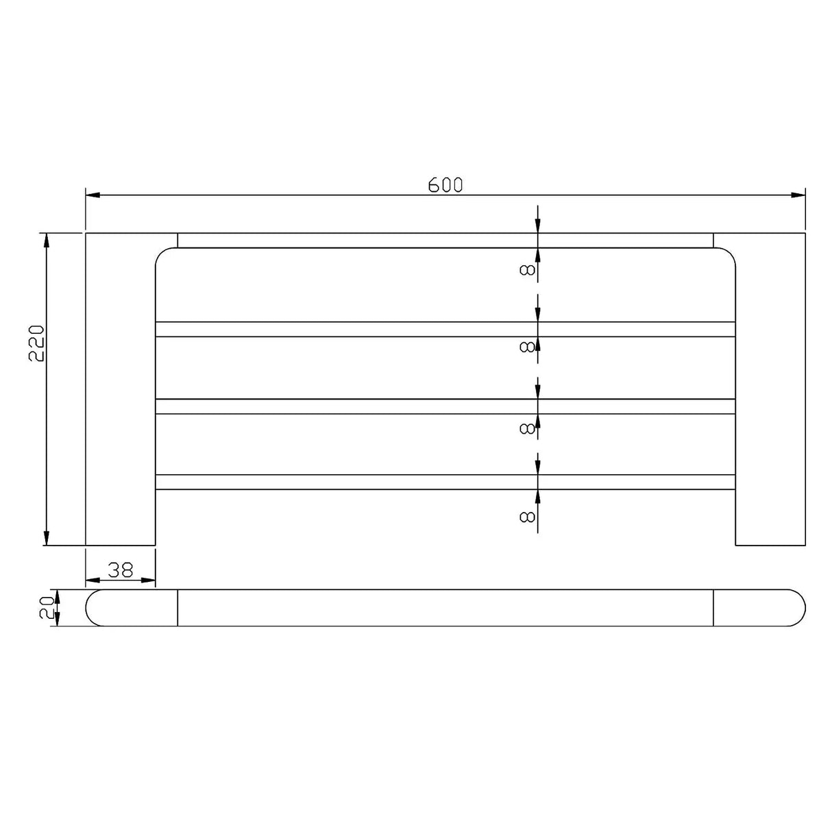 VOG - 600mm Black Towel Rack Aquaperla