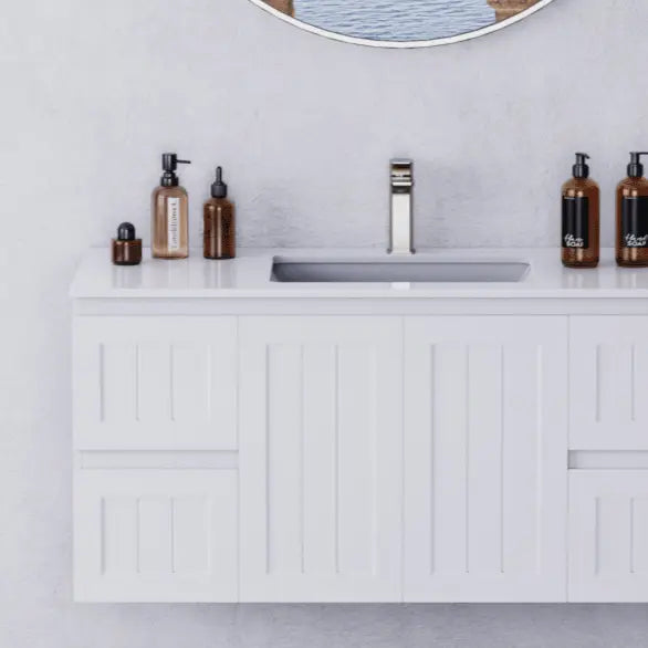 ACACIA SHAKER PVC Wall Hung Vanity 900 (Matte White) Poseidon