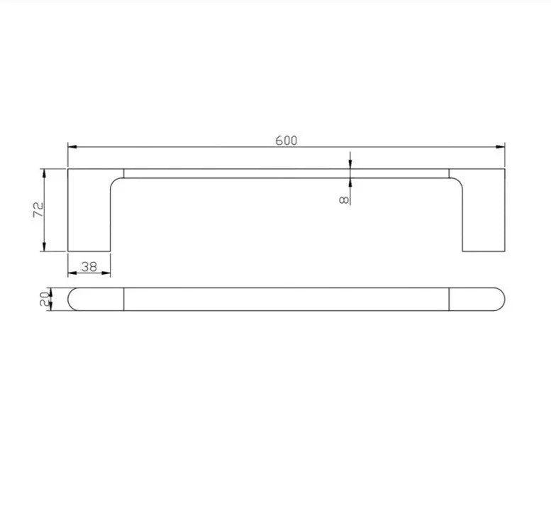 Bellino Gun Metal Grey Single Towel Rail 600mm Zinc Alloy Aquaperla