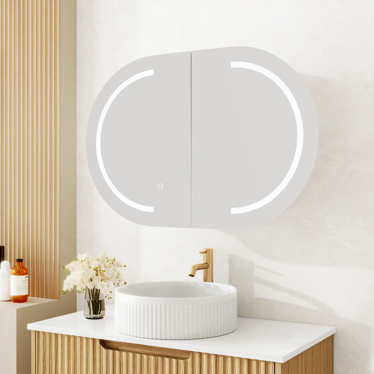 Athena 900mm LED Oval shaving Cabinet mercioaustralia