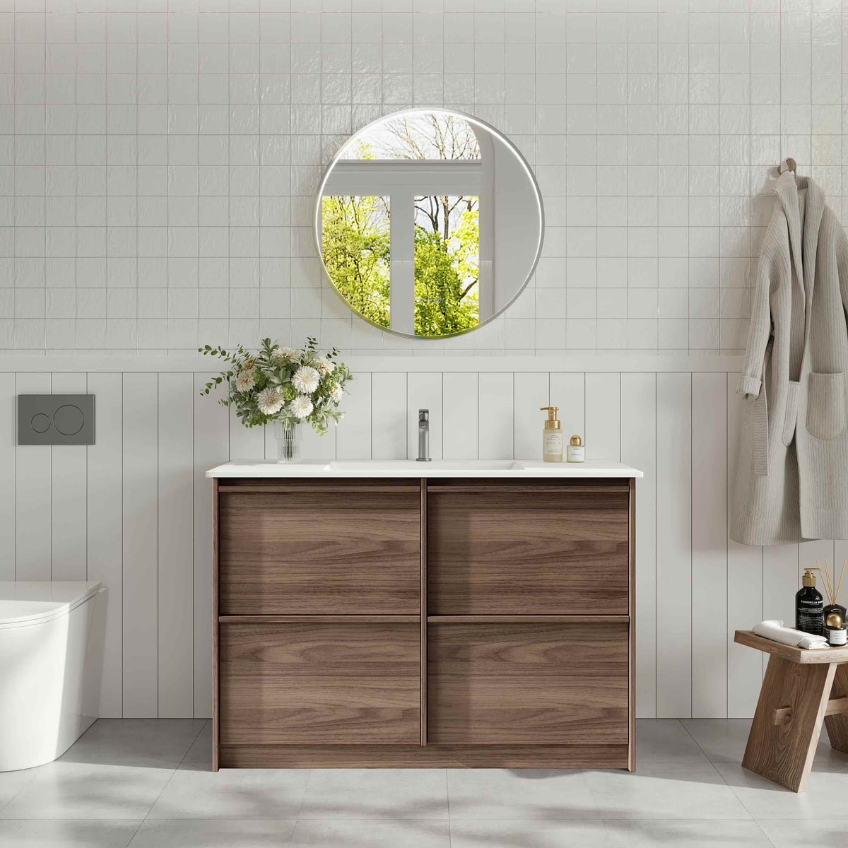 Bella 1200mm Freestanding Cabinet - Notaio Walnut mercioaustralia