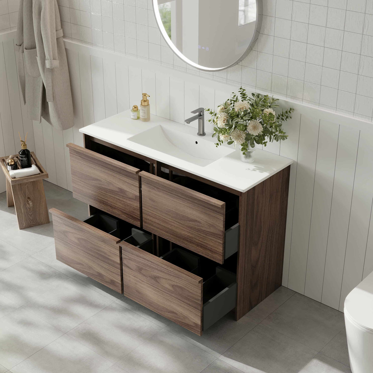 Bella 1200mm Freestanding Cabinet - Notaio Walnut mercioaustralia