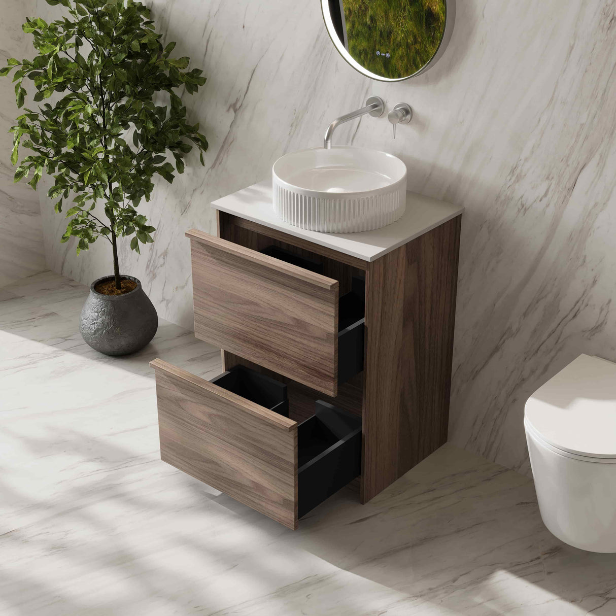 Bella 600mm Freestanding Cabinet - Notaio Walnut mercioaustralia