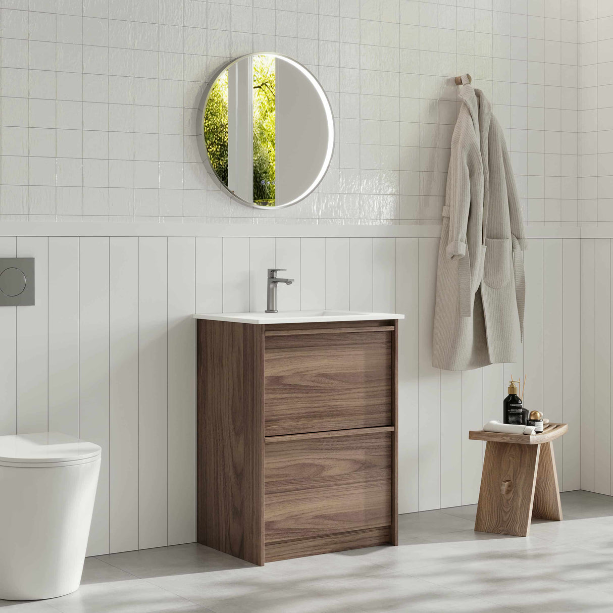 Bella 600mm Freestanding Cabinet - Notaio Walnut mercioaustralia