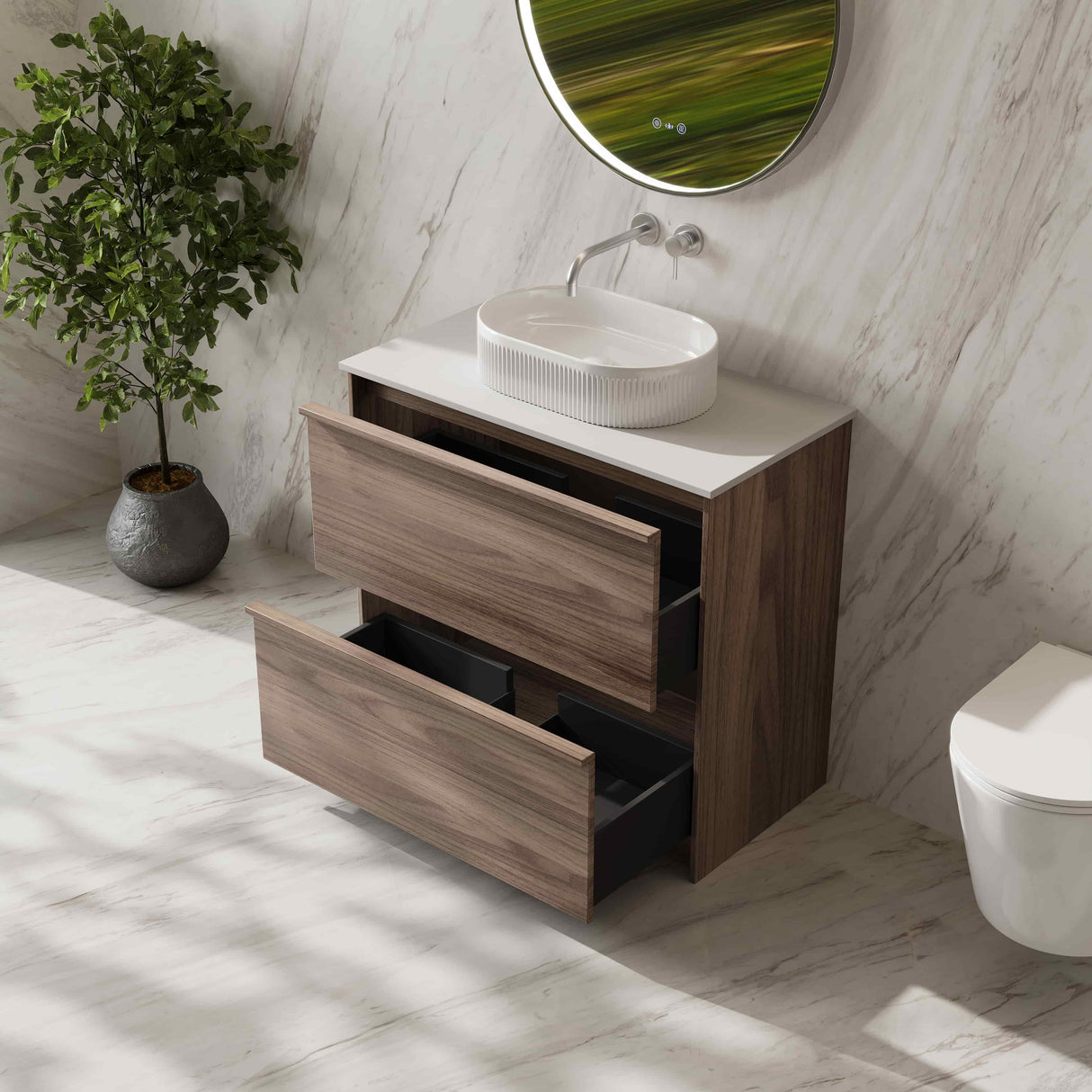 Bella 900mm Freestanding Cabinet - Notaio Walnut mercioaustralia