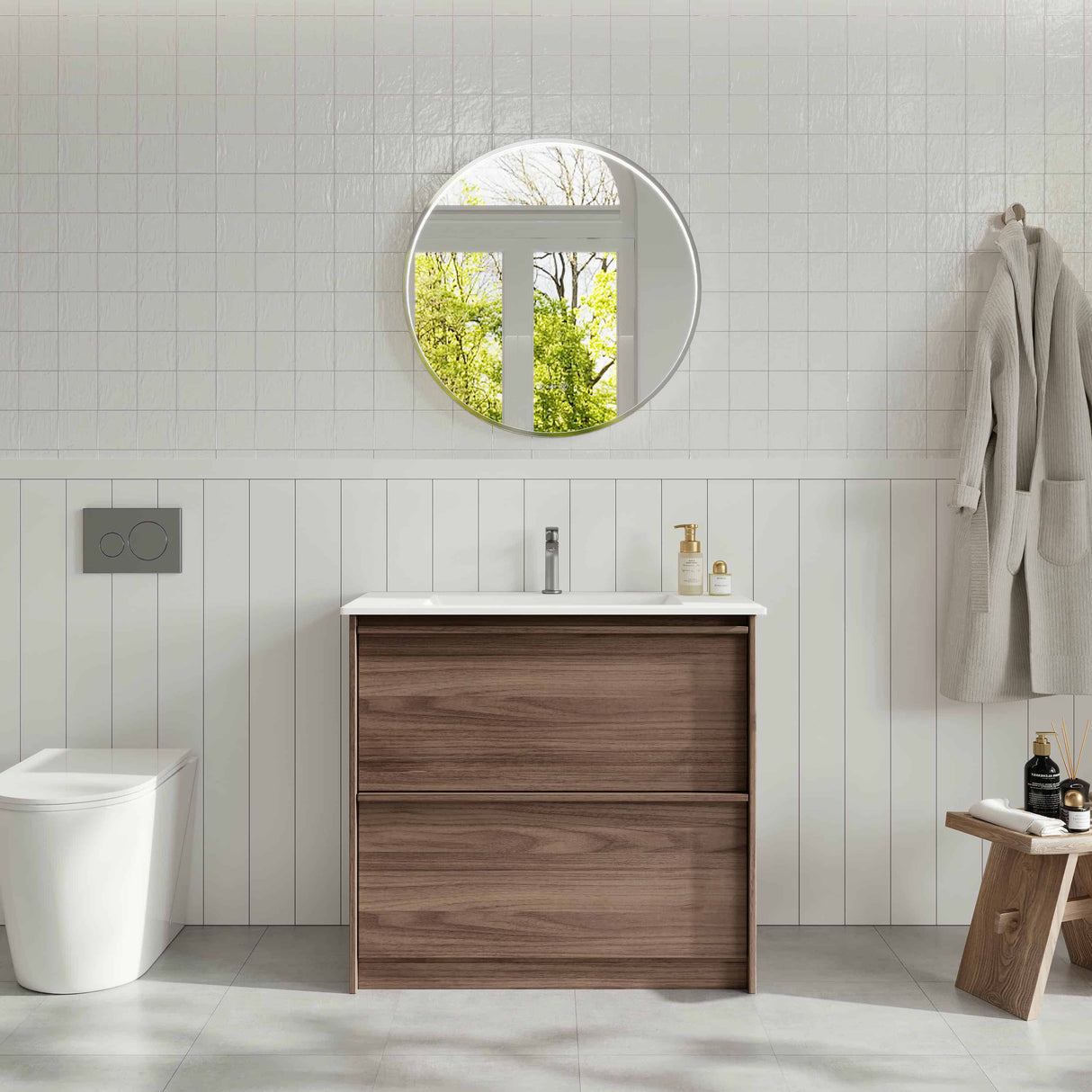 Bella 900mm Freestanding Cabinet - Notaio Walnut mercioaustralia
