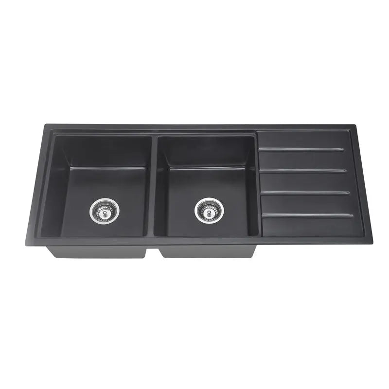 BKGS11649D – ARCKO GRANITE UNDER/OVERMOUNT DOUBLE BOWL GRANITE SINK WITH NO TAP HOLE BAD UND KUCHE