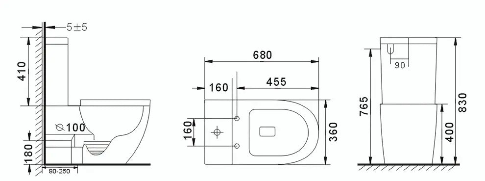 Bagno D'Oro Brooks Tornado Rimless Silent Flush Toilet Suite Bagno D'Oro