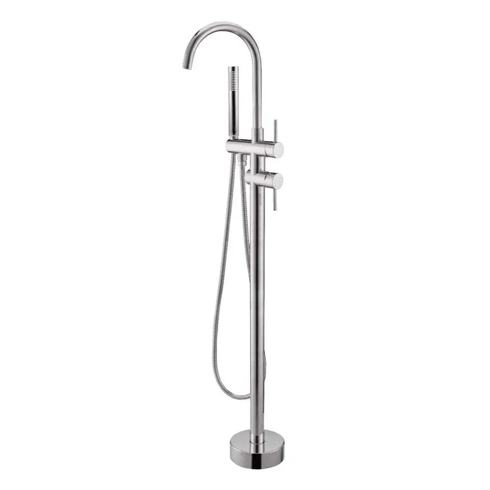 Brushed Nickel Freestanding Tap with Handheld Shower Aquaperla