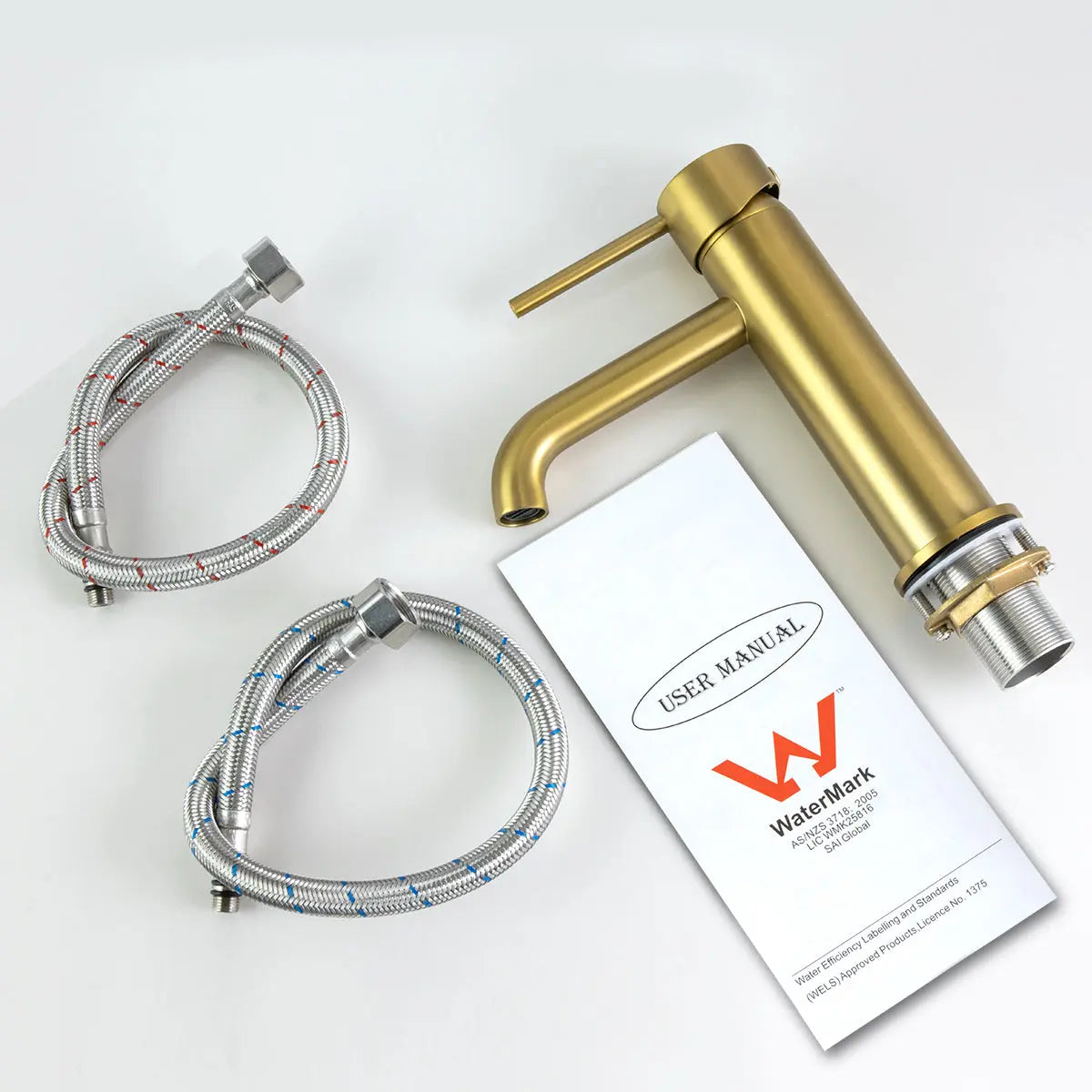 LUCID PIN - Brushed Brass Basin Mixer Aquaperla