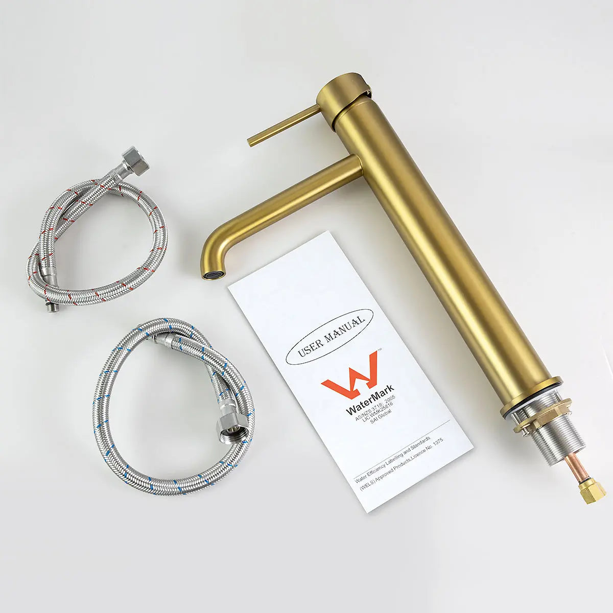 LUCID PIN - Brushed Brass Tall Basin Mixer Aquaperla