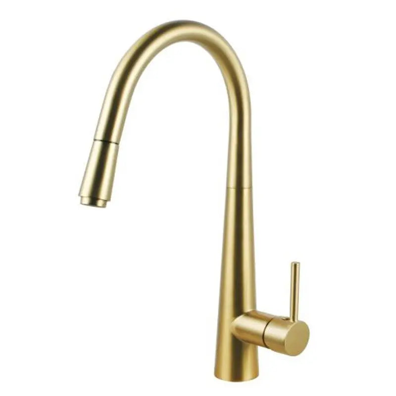 Brushed Brass Pull Out Kitchen Mixer Aquaperla