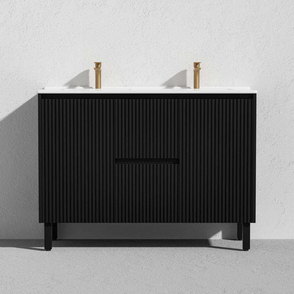 Brighton Freestanding PVC Vanity 1200mm (Double Bowl)(Matte Black) Poseidon